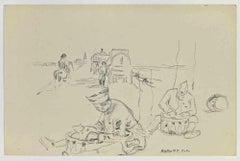 Antique Soldiers Preparation - Drawing by Paul Emile Colin - Early-20th century