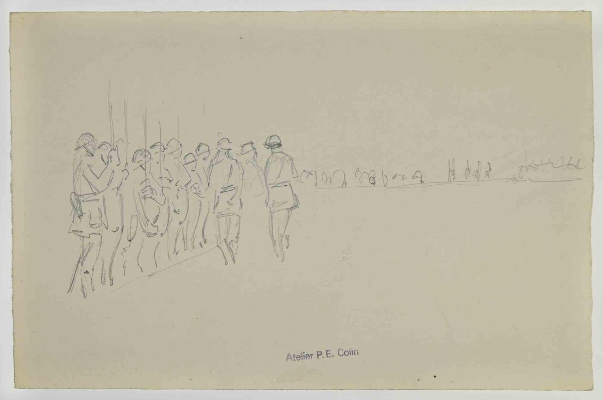 Soldiers in the lines is a drawing realized by Paul Emile Colin in the Early 20th Century.

Carbon Pencil on ivory-colored paper

Stamped on the lower.

Good conditions with slight foxing.

The artwork is realized through deft expressive strokes.