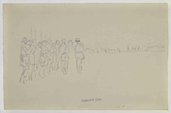 Antique Soldiers  in the Lines - Drawing by Paul Emile Colin - Early-20th century