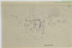 Soldaten im Lager – Zeichnung von Paul Emile Colin – Anfang 20. Jahrhundert