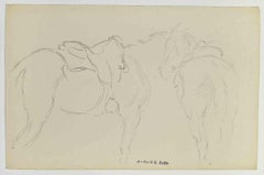 Pferde – Zeichnung von Paul Emile Colin – frühes 20. Jahrhundert