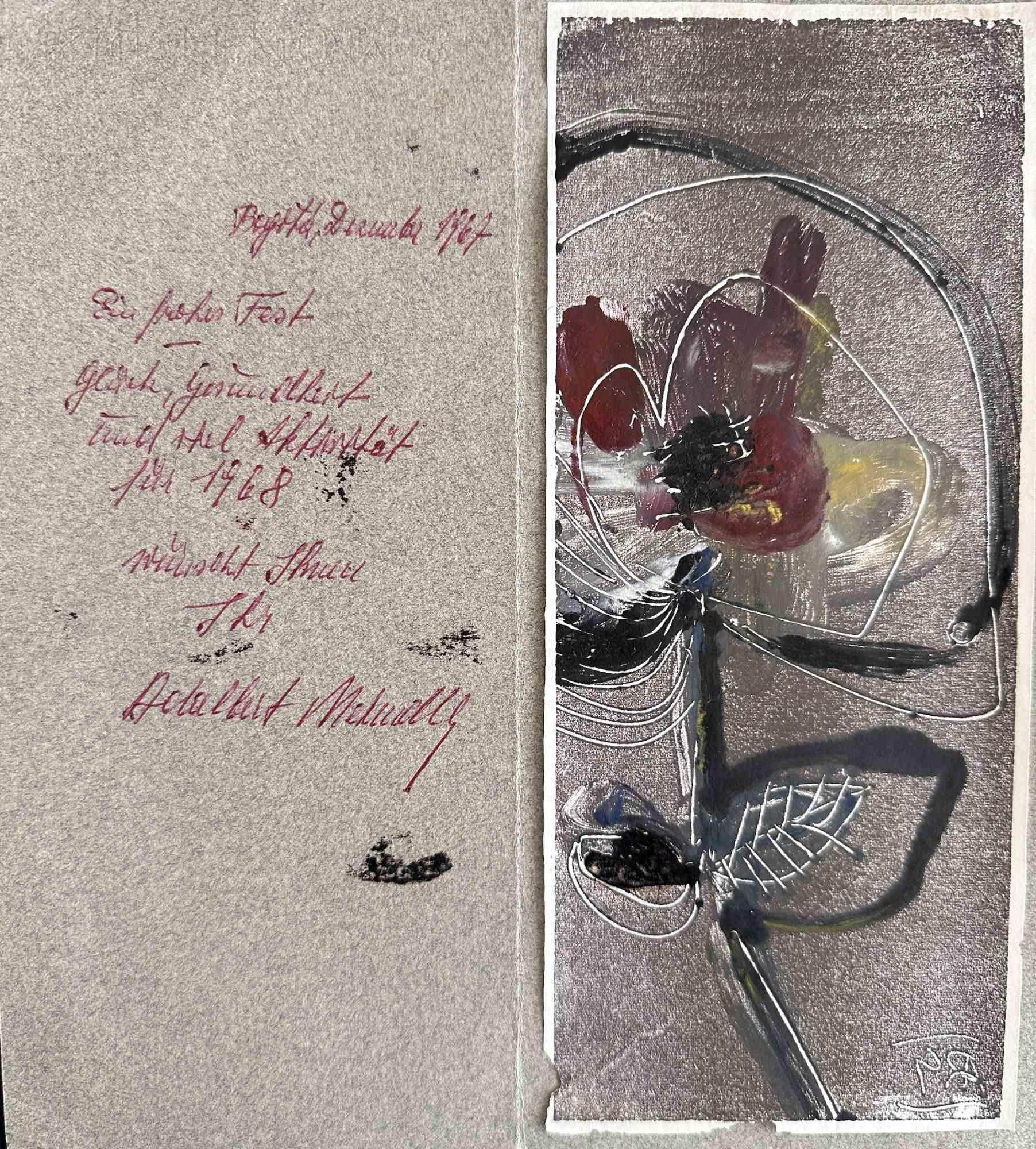 Unknown Figurative Art – Blumenblume – Zeichnung – 1967