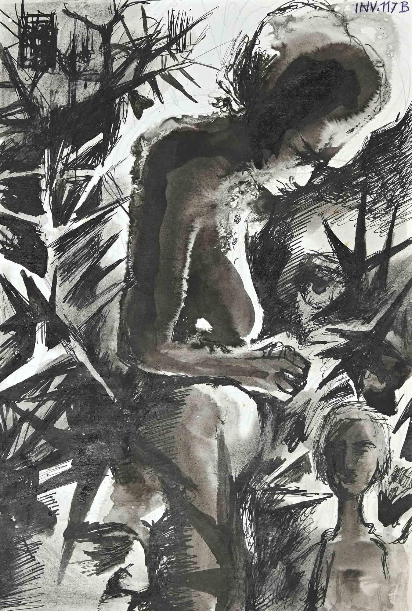 Indigene Frau – Zeichnung von Leo Guida – 1970er Jahre