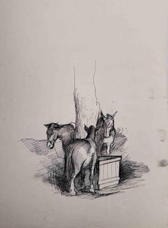 Vintage The Horses - Drawing - Mid 20th century