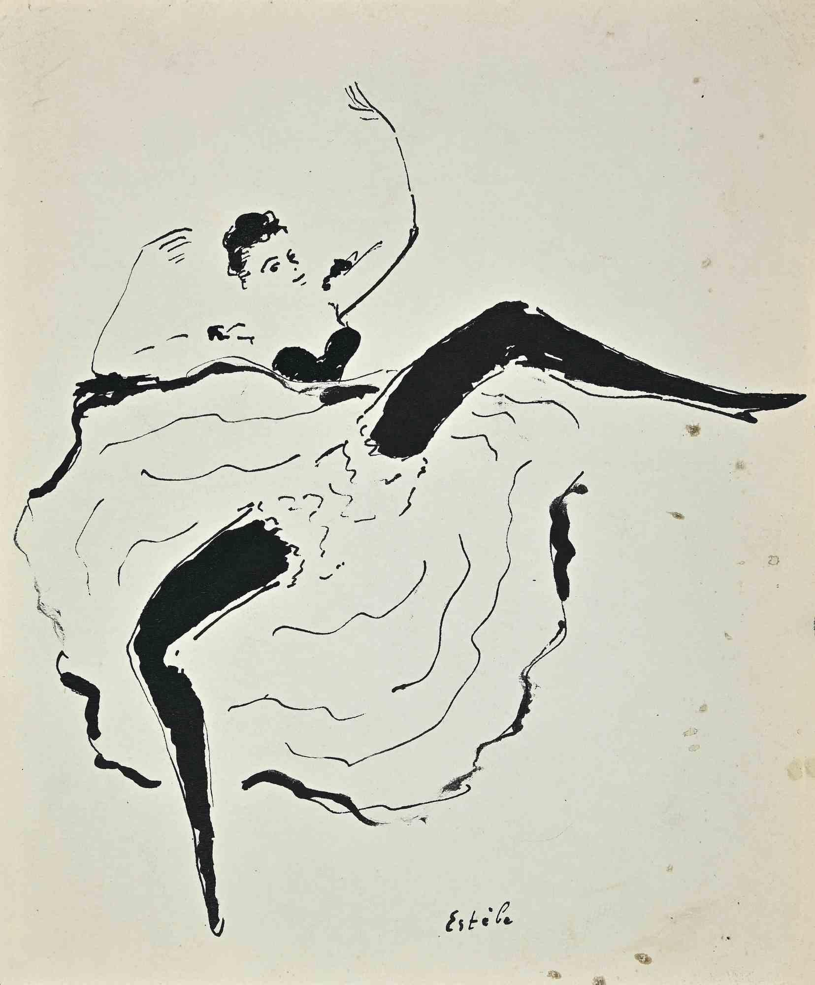 Michel Estebe Figurative Art - Dancer - Drawing by Michel Estèbe - 1980s