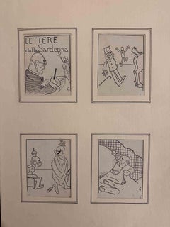 Antique Letters to Sardinia - Drawing by Filiberto Scarpelli - 1925