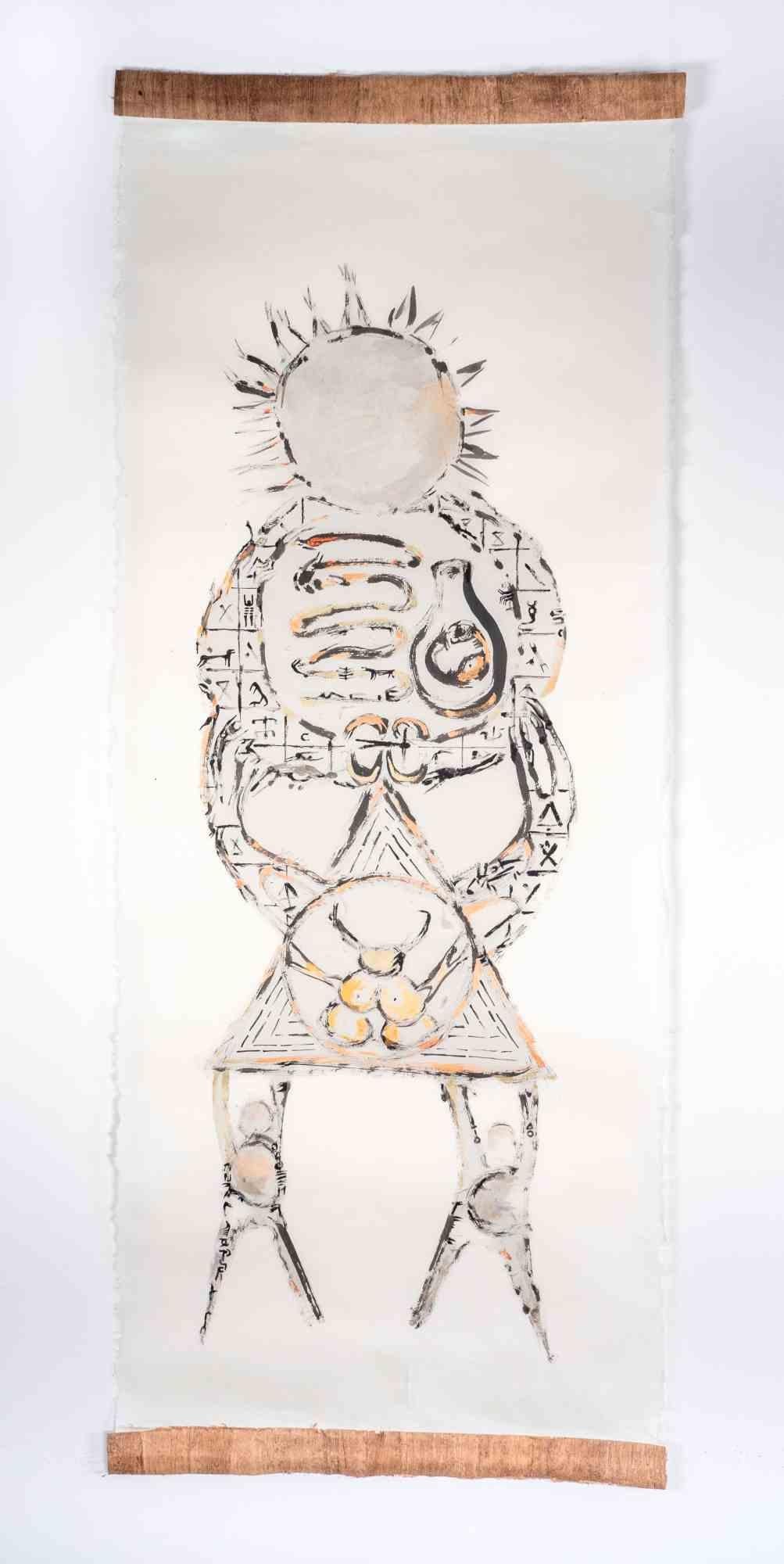 Göttin der Tränen und des Wassers ist eine Zeichnung der iranischen Künstlerin und Dichterin Parimah Avani aus dem Jahr 2023.

China-Tusche, Acryl und Kohle auf traditionellem japanischem Kozo-Papier, mit aufgetragenem Papyrus, Plettenberg,