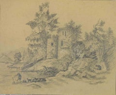 Landschaft – Zeichnung von Camille Adrien Paris – Ende des 19. Jahrhunderts