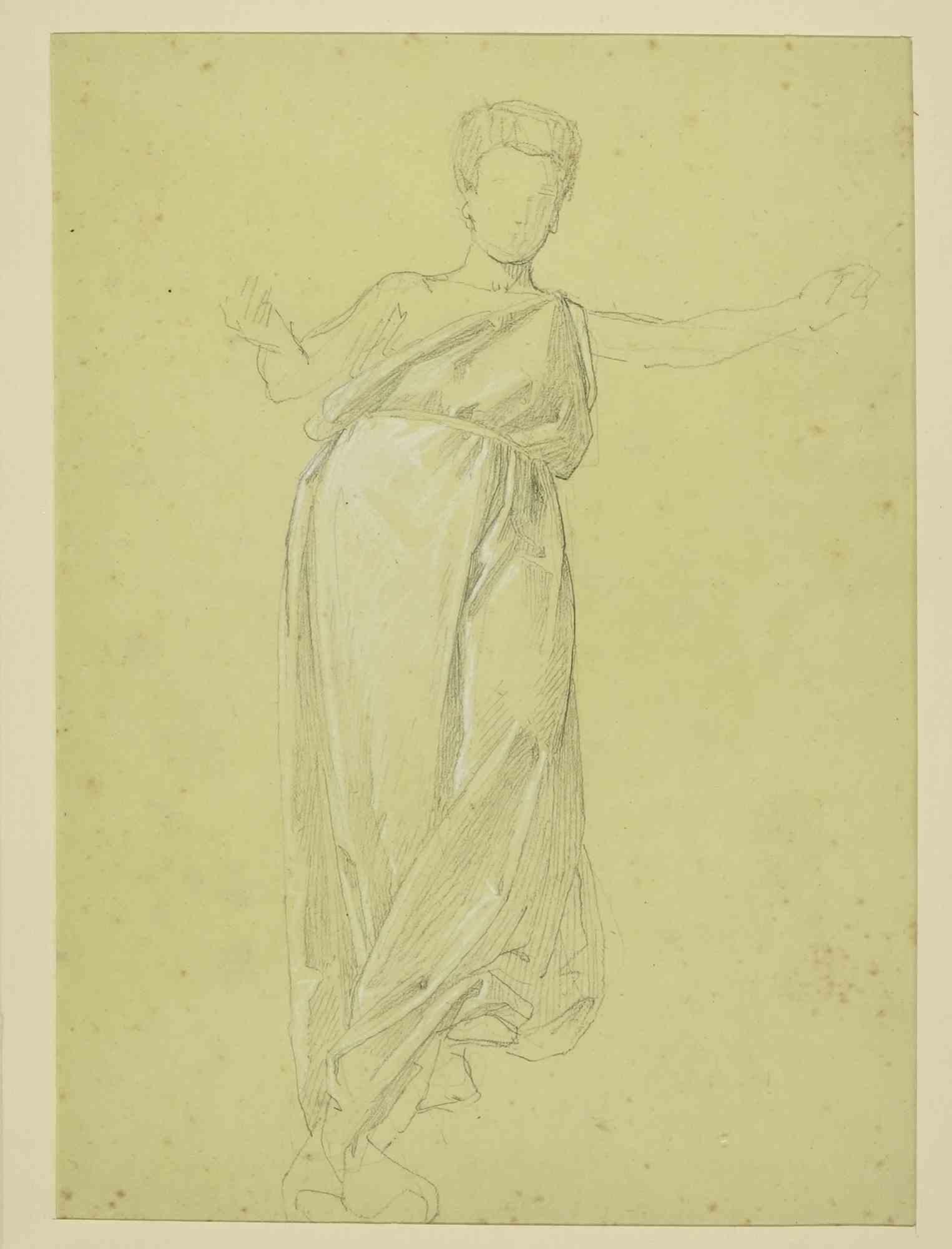 Unknown Figurative Art – Antike Frau – Zeichnung – Zeichnung – frühes 20. Jahrhundert