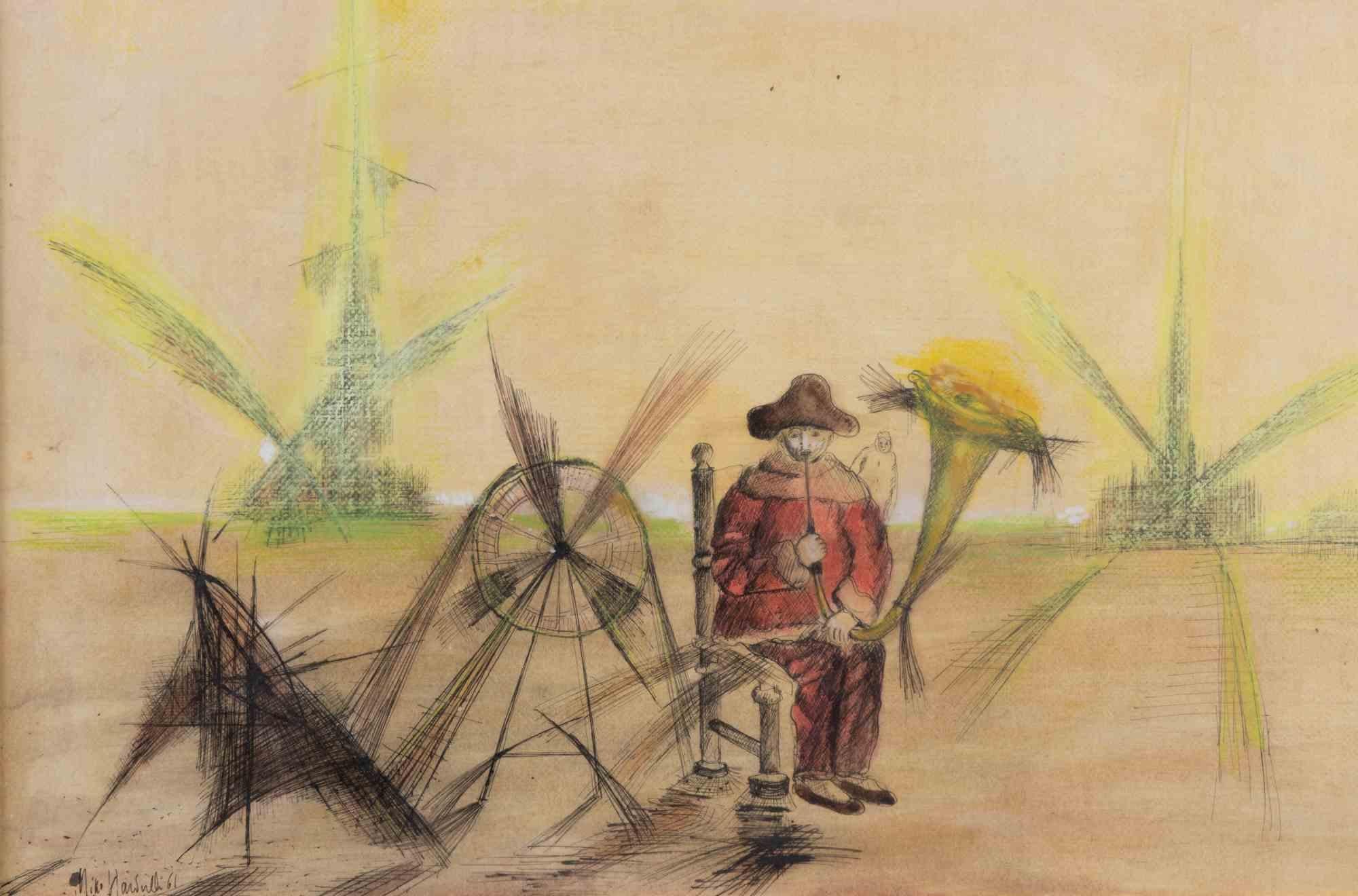 Clown - Drawing by Niko Nardulli - 1961 For Sale 1