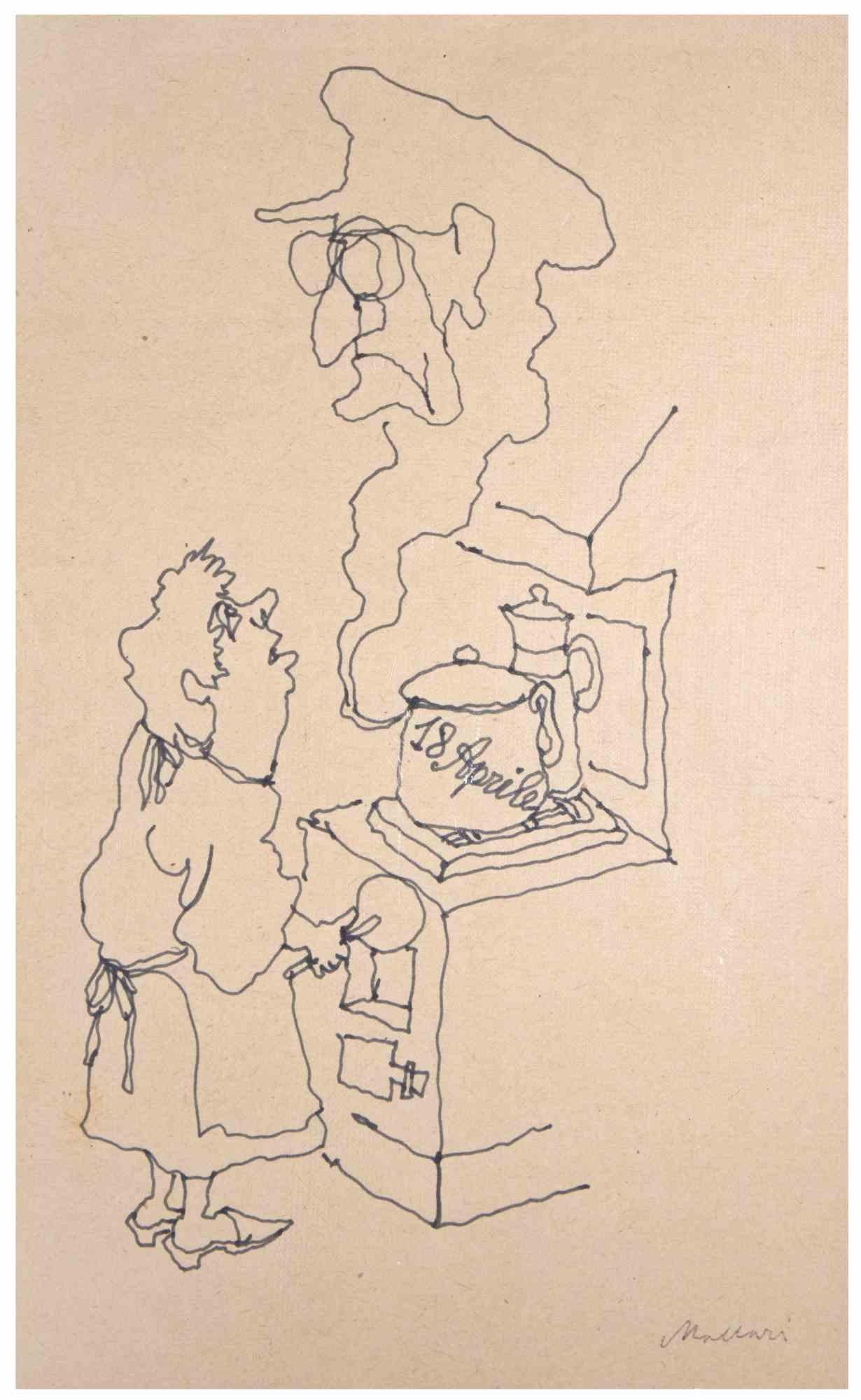 Appearance - Drawing by Mino Maccari - Mid-20th Century