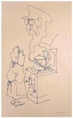 Vintage Appearance - Drawing by Mino Maccari - Mid-20th Century