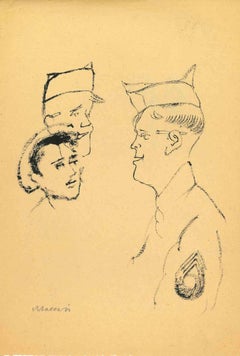 Figure - Drawing by Mino Maccari - Mid-20th Century