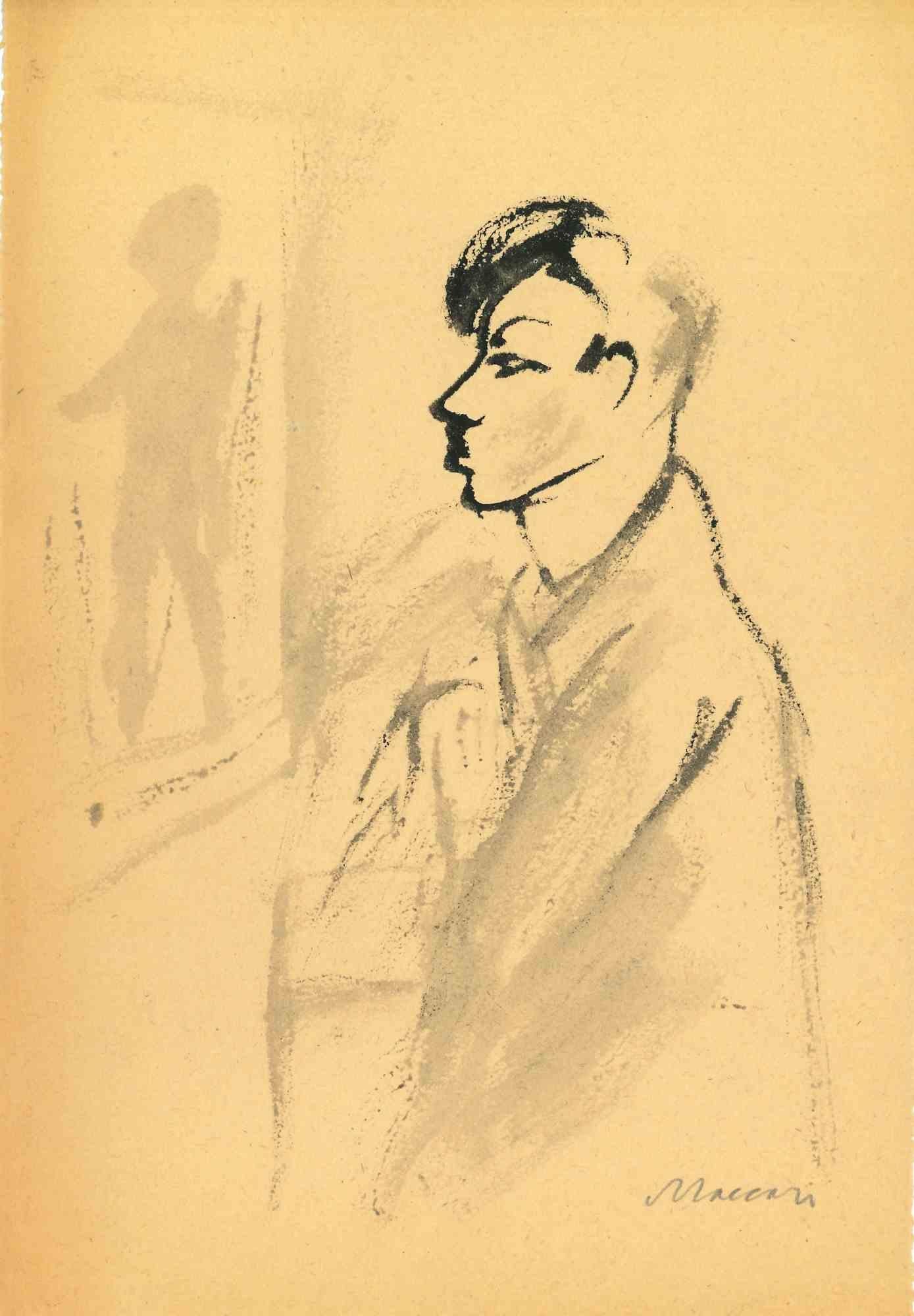 Figure – Zeichnung von Mino Maccari – Mitte des 20. Jahrhunderts