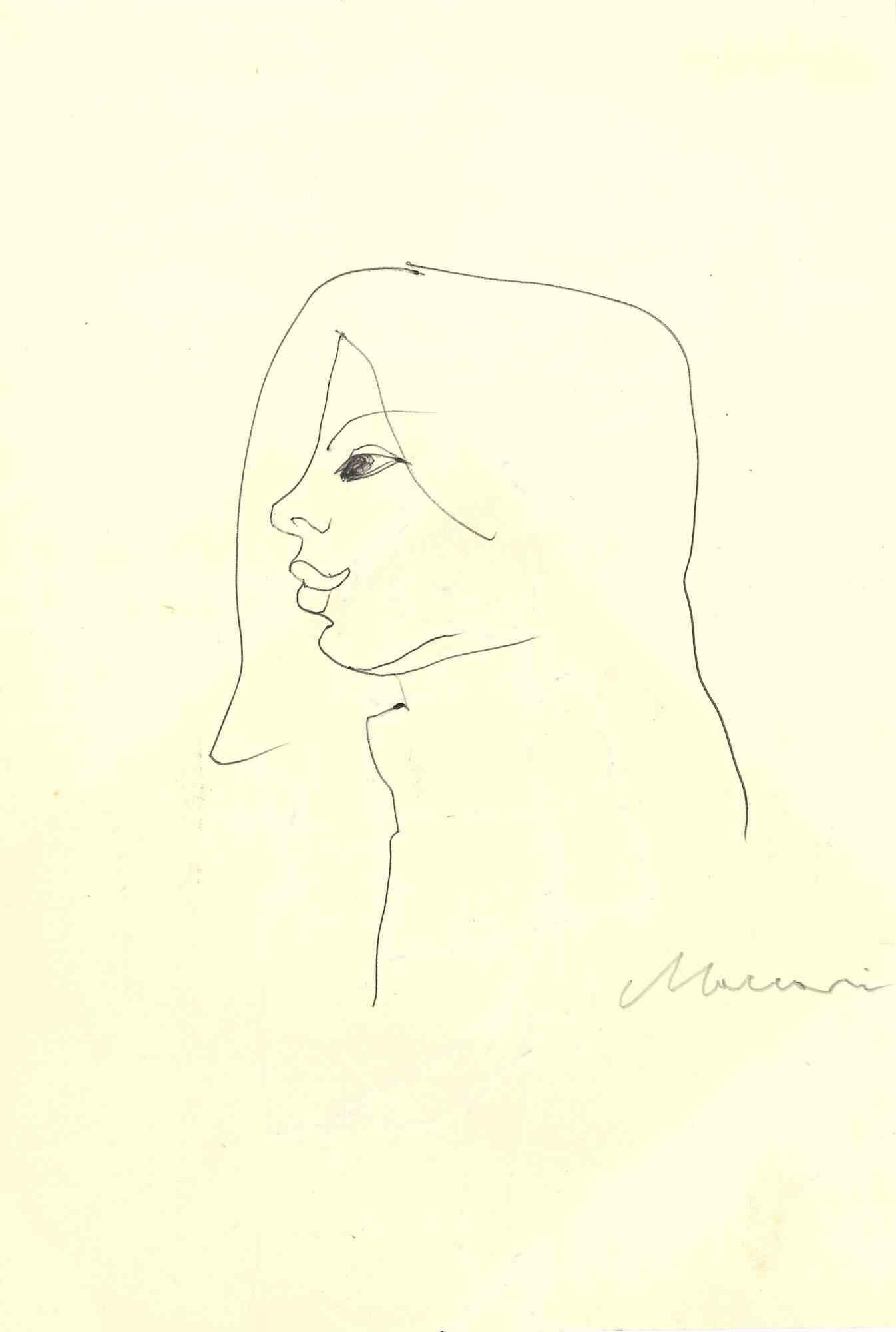 Portrait - Drawing by Mino Maccari - Mid-20th Century