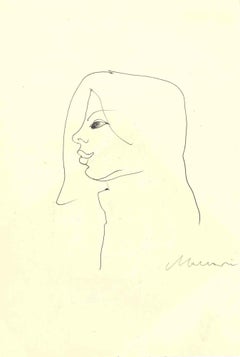 Vintage Portrait - Drawing by Mino Maccari - Mid-20th Century