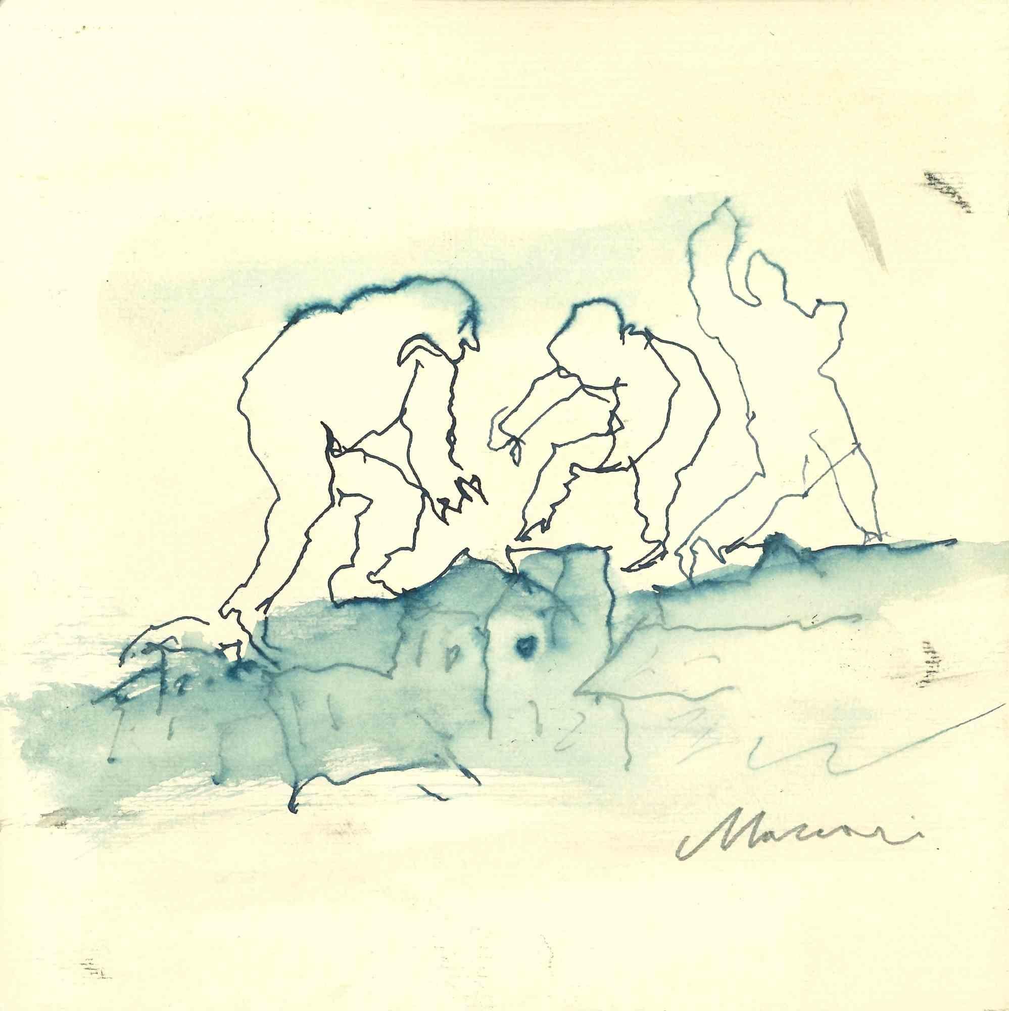 Dance is an ink and watercolor drawing realized by Mino Maccari  (1924-1989) in the Mid-20th Century.

Hand-signed.

Good conditions with slight foxing.

Mino Maccari (Siena, 1924-Rome, June 16, 1989) was an Italian writer, painter, engraver and