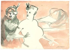 Figures - Drawing by Mino Maccari - Mid-20th Century