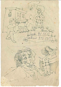 Krieg – Zeichnung von Mino Maccari – Mitte des 20. Jahrhunderts