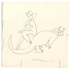 Vintage Creature - Drawing by Mino Maccari - Mid-20th Century