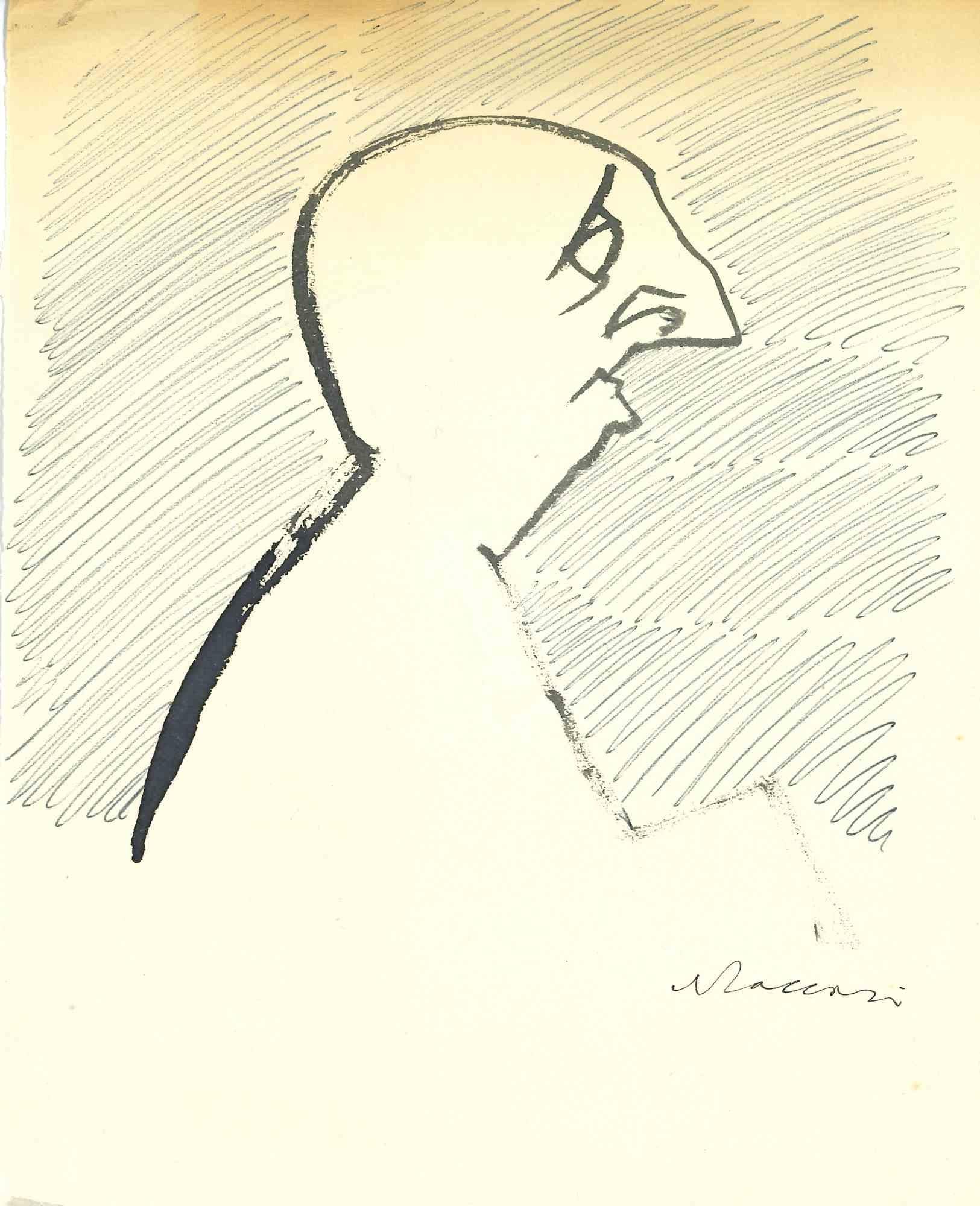 Portrait - Drawing by Mino Maccari - Mid-20th Century