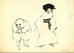Menacing – Zeichnung von Mino Maccari – Mitte des 20. Jahrhunderts