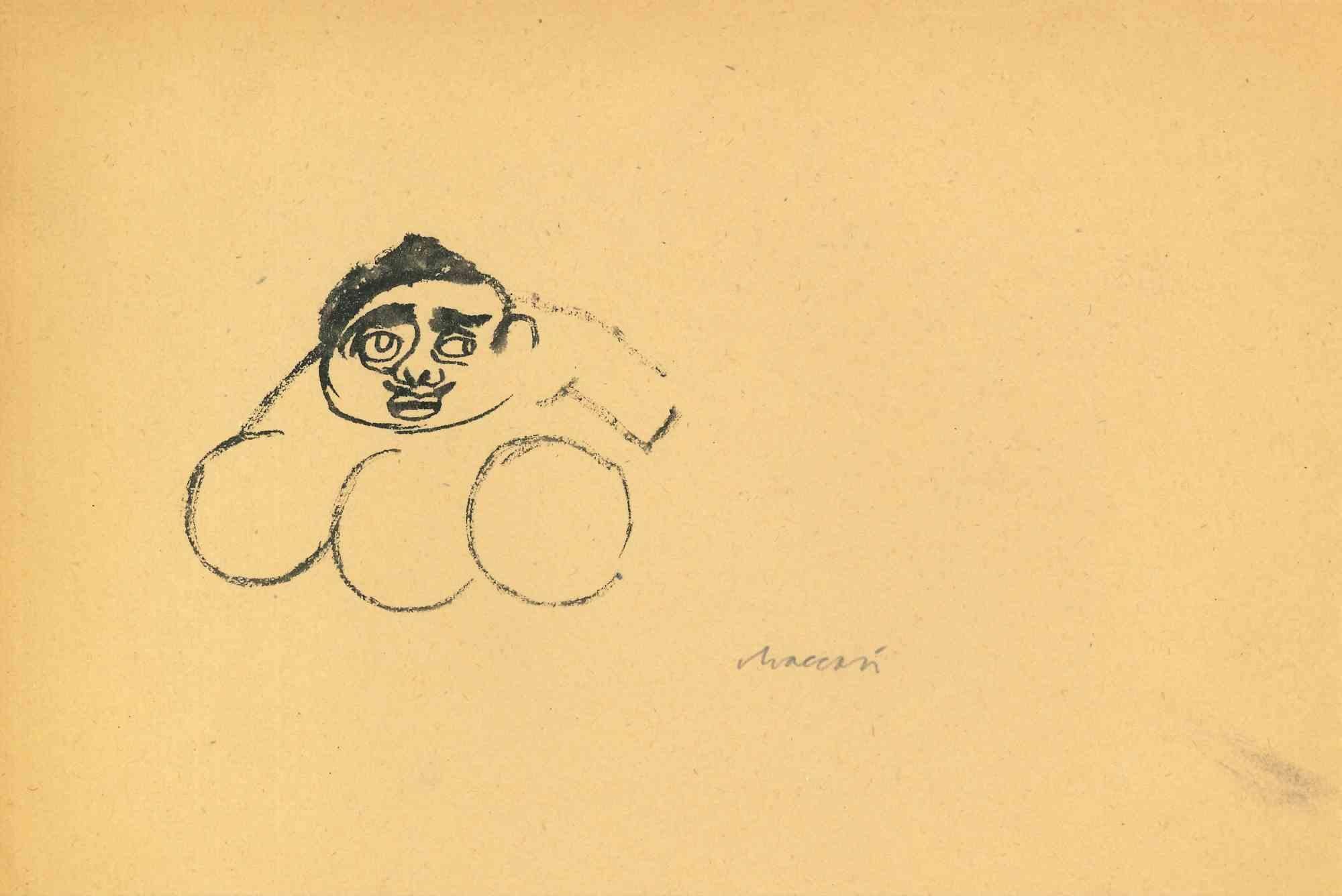 Porträt ist eine Aquarellzeichnung von Mino Maccari (1924-1989) aus der Mitte des 20. Jahrhunderts.

Handsigniert.

Guter Zustand mit leichten Stockflecken.

Mino Maccari (Siena, 1924-Rom, 16. Juni 1989) war ein italienischer Schriftsteller, Maler,