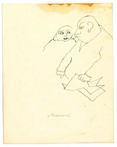 Vintage Conversation - Drawing by Mino Maccari - Mid-20th Century
