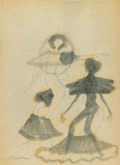 Dancers - Drawing by Mino Maccari - Mid-20th Century