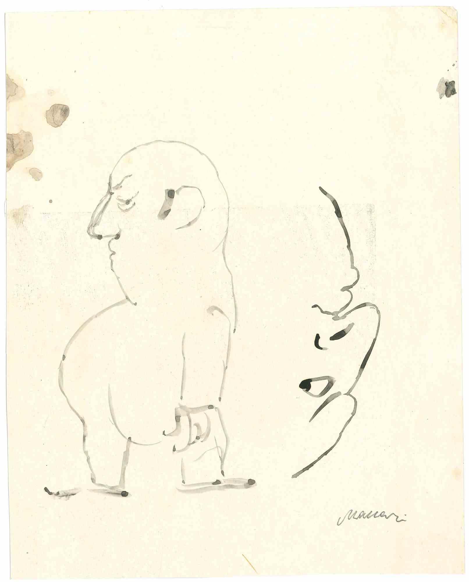 Portraits - Drawing by Mino Maccari - Mid-20th Century