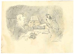 Meeting - Drawing by Mino Maccari - Mid-20th Century
