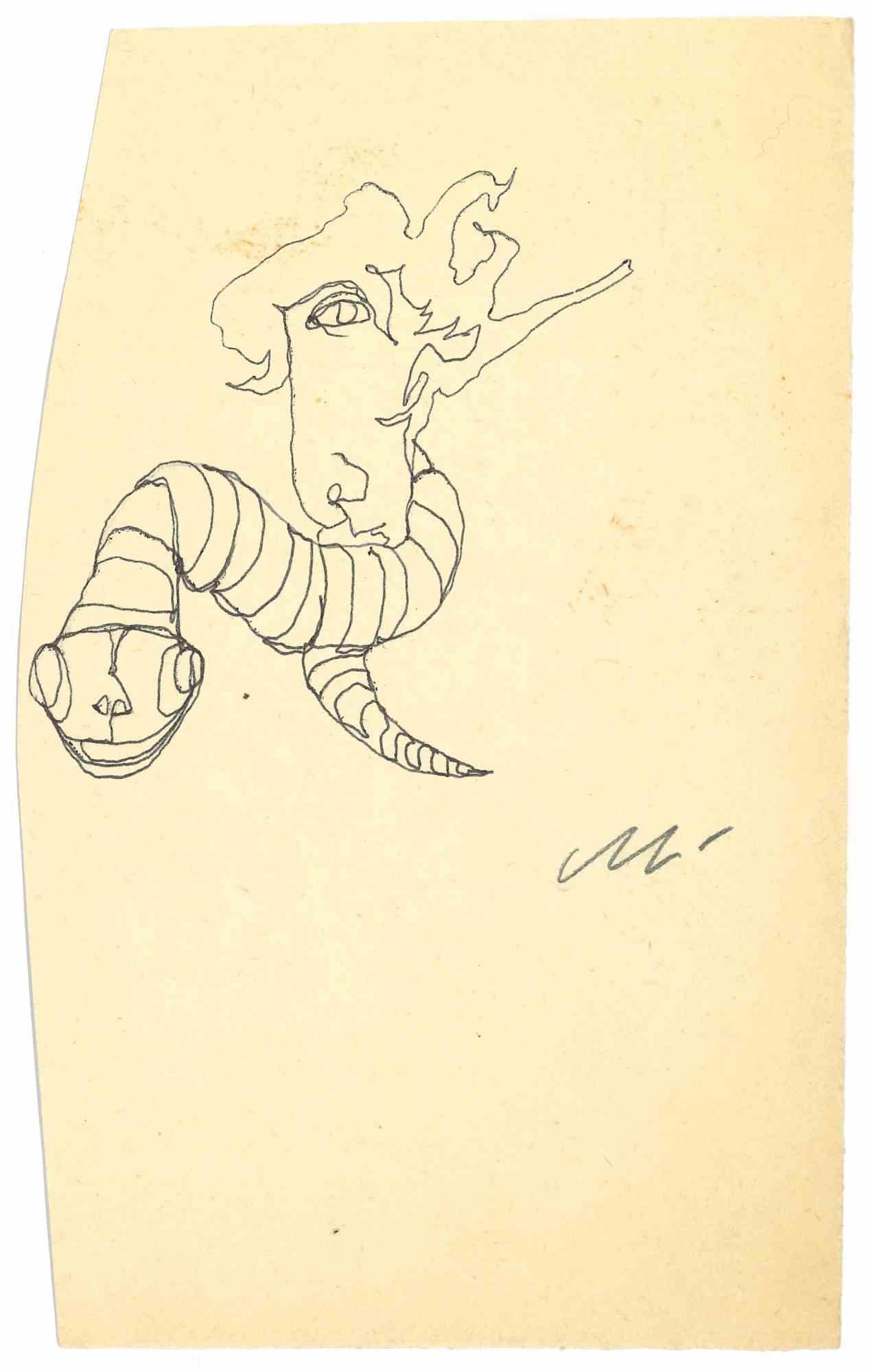 Creature is an ink drawing realized by Mino Maccari  (1924-1989) in the Mid-20th Century.

Hand-signed.

Good conditions with slight foxing.

Mino Maccari (Siena, 1924-Rome, June 16, 1989) was an Italian writer, painter, engraver and journalist,