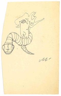 Creature – Zeichnung von Mino Maccari – Mitte des 20. Jahrhunderts