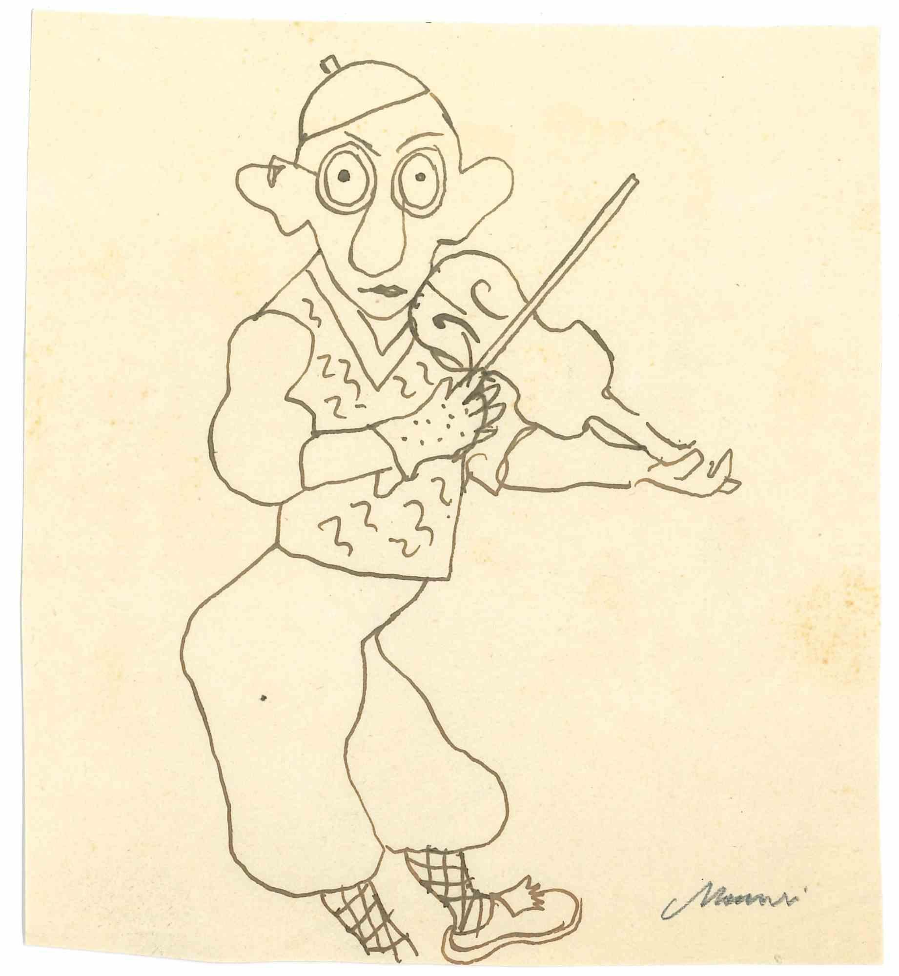 Violonist is a china ink drawing realized by Mino Maccari  (1924-1989) in the Mid-20th Century.

Hand-signed.

Good conditions with slight foxing.

Mino Maccari (Siena, 1924-Rome, June 16, 1989) was an Italian writer, painter, engraver and