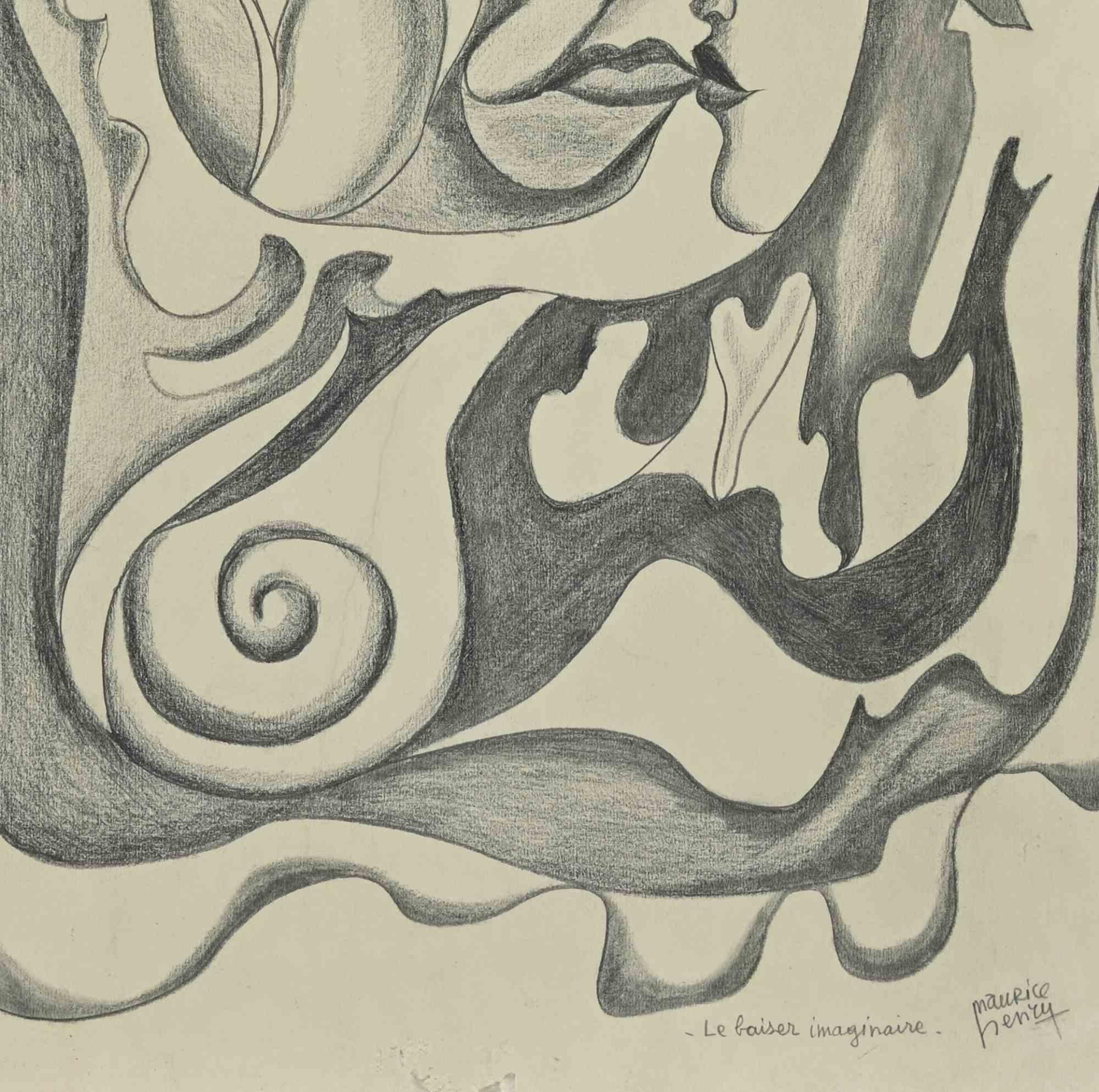 The Imaginary Kiss - Drawing by Henry Maurice - Mid-20th Century For Sale 1