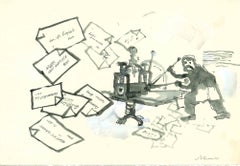 Druckgrafik – Zeichnung von Mino Maccari – Mitte des 20. Jahrhunderts