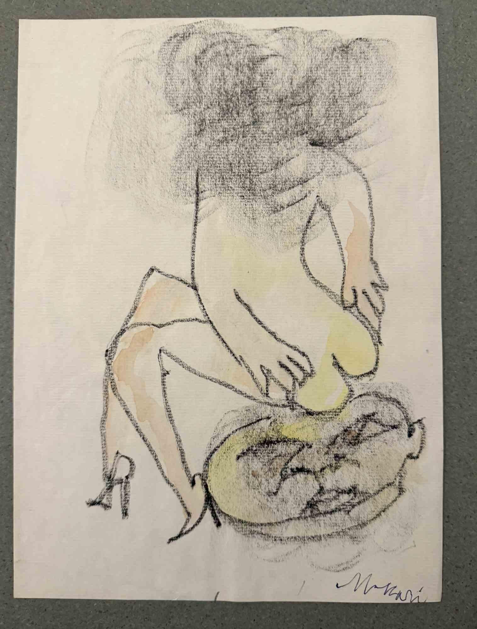 Sitting is a charcoal drawing realized by Mino Maccari  (1924-1989) in the Mid-20th Century.

Hand-signed.

Good conditions with slight foxing.

Mino Maccari (Siena, 1924-Rome, June 16, 1989) was an Italian writer, painter, engraver and journalist,