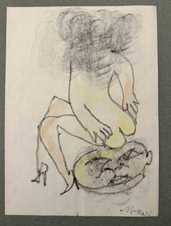 Sitting - Drawing by Mino Maccari - Mid-20th Century