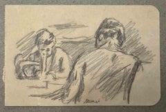 Vintage Meeting - Drawing by Mino Maccari - Mid-20th Century