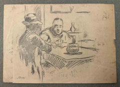 Meeting – Zeichnung von Mino Maccari – Mitte des 20. Jahrhunderts