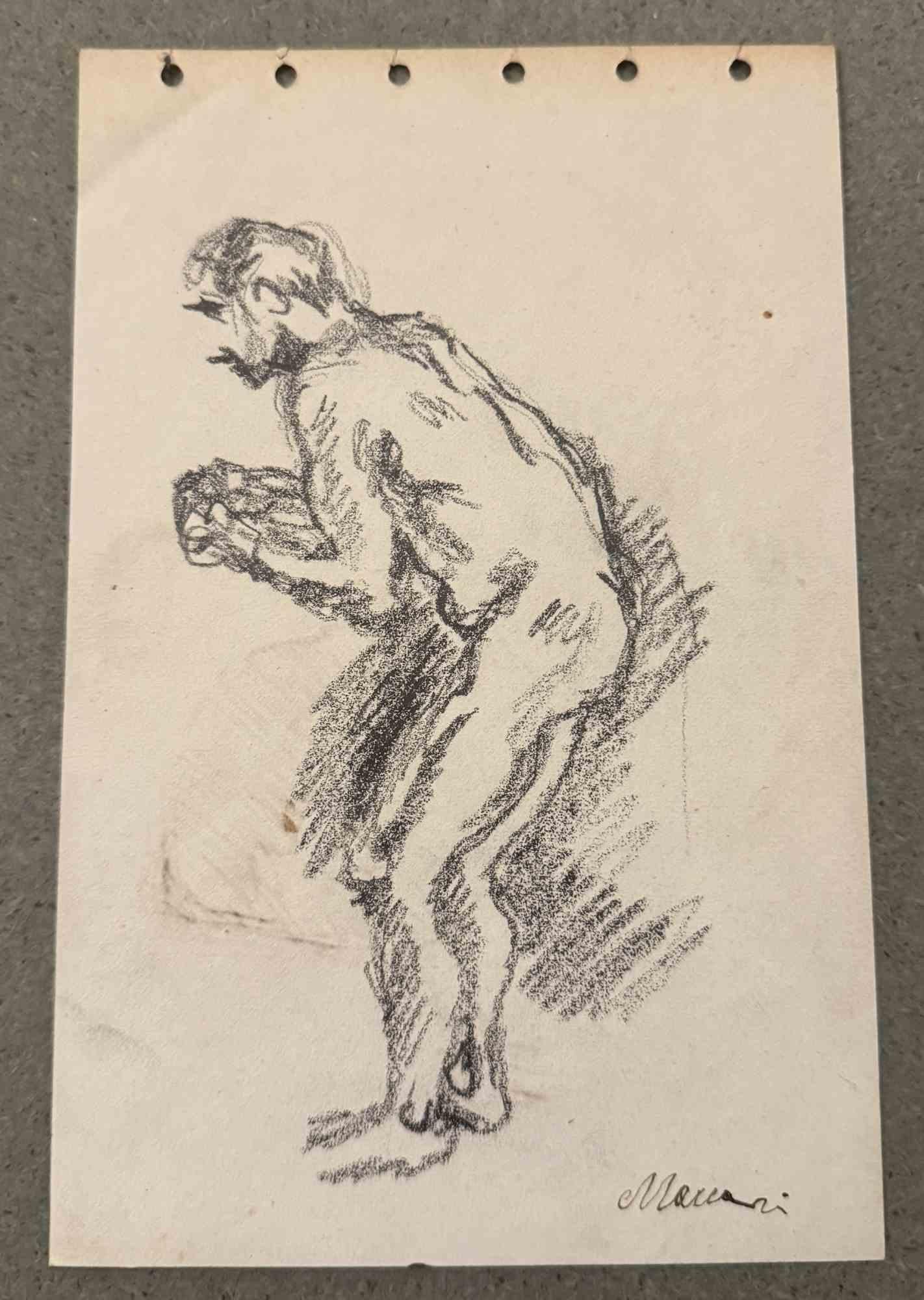 Nude est un dessin au fusain réalisé par Mino Maccari (1924-1989) au milieu du 20e siècle.

Signé à la main.

Bon état avec de légères rousseurs.

Mino Maccari (Sienne, 1924-Rome, 16 juin 1989) est un écrivain, peintre, graveur et journaliste