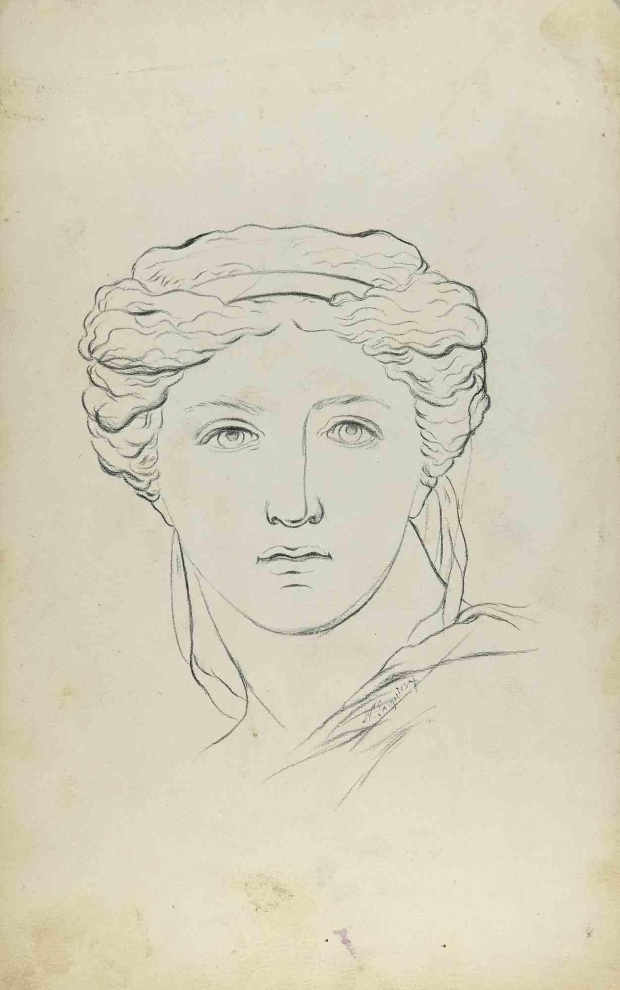 Retrato - Dibujo de Nicolai Sarguir - Principios del siglo XX