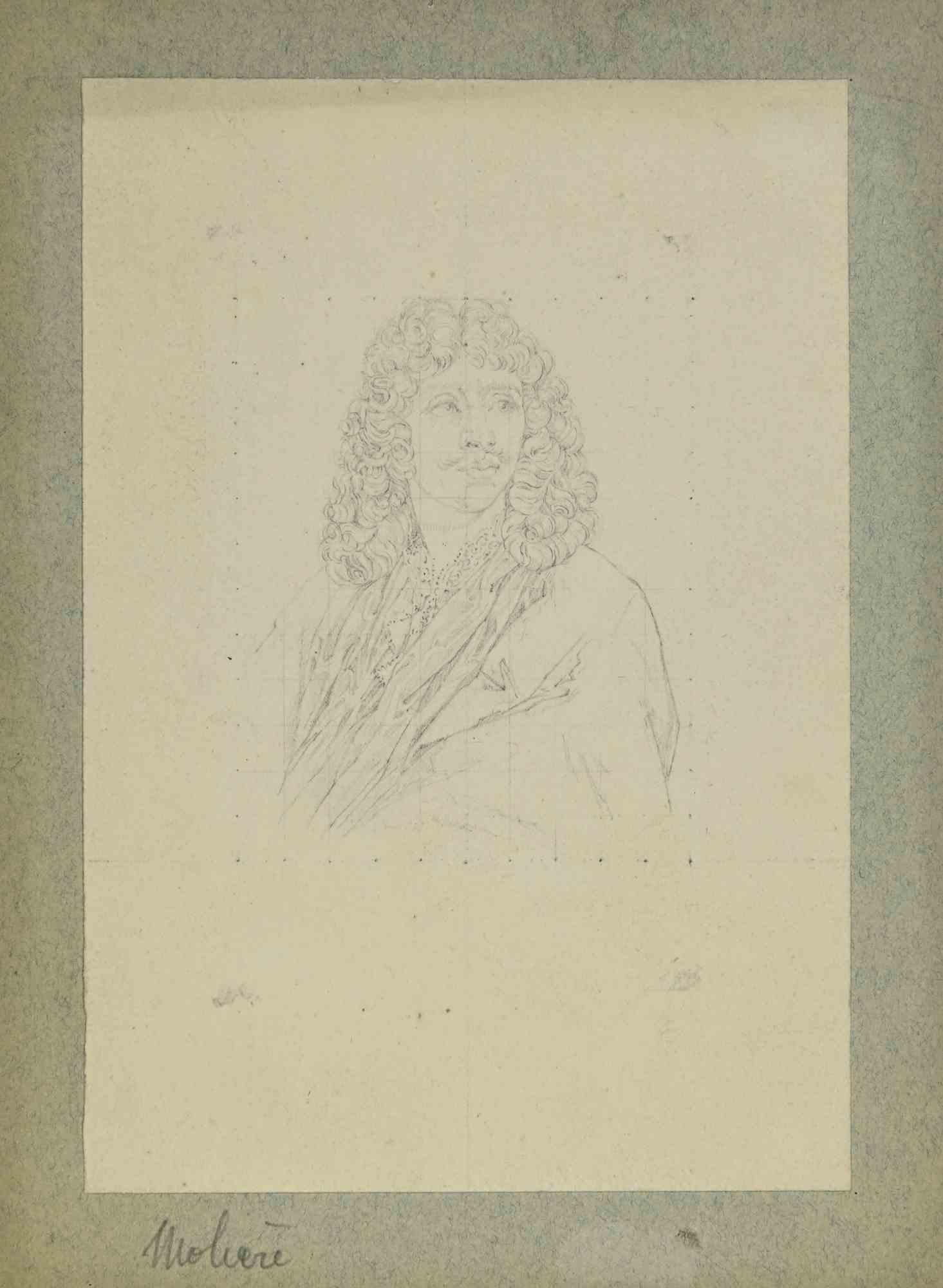 Retrato de Molière - Dibujo de Karl Hanny - Finales del siglo XIX