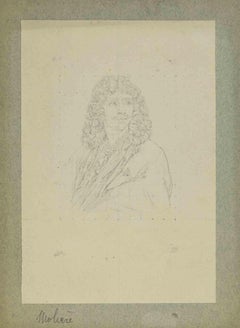Portrait of Molière - Drawing by Karl Hanny - Late-19th Century