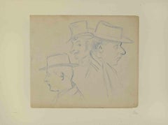 Retratos con Borsalino - Dibujo de Louis Emile Adan - principios del siglo XX