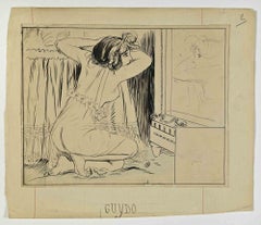 Lo specchio - Disegno di Henri Guydo - Inizio del XX secolo