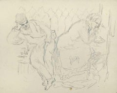 Descansando - Dibujo de Joseph Alexander Colin - Mediados del siglo XX