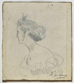 Porträt von Bernadette – Zeichnung von Joseph Alexander Colin – frühes 20. Jahrhundert