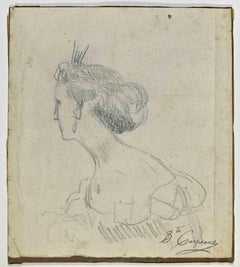Retrato de Bernadette - Dibujo de Joseph Alexander Colin - Principios del siglo XX