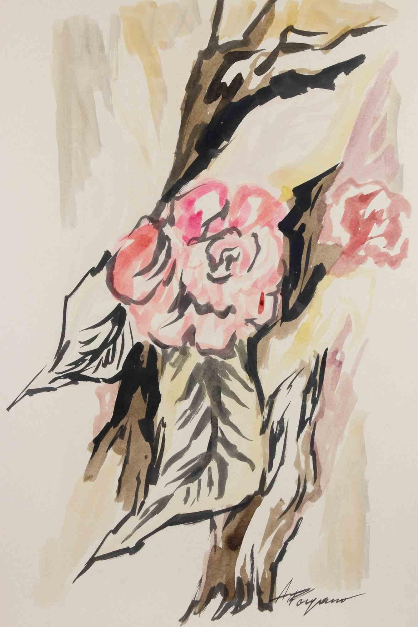 Flores - Dibujo - mediados del siglo XX - Art de Unknown